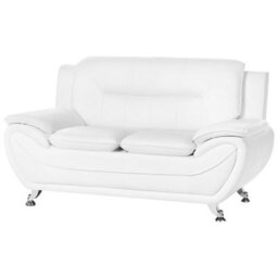 Beliani Sofa 2 Seater Leira Faux Leather White - thumbnail 4