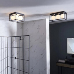 Bubly Bathrooms Angular Ip44 Black Framed Bathroom Ceiling Light With Opal Glass Orbs For G9 Led Bulbs - thumbnail 2