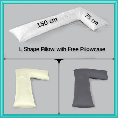 ARLinens L Shape Pillow With Free Pillowcases Hollowfiber Filled Orthopedic Maternity Pregnancy Full Body Support Pillow With Cover (Grey) - image 1