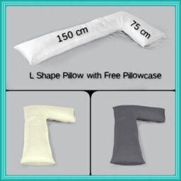 ARLinens L Shape Pillow With Free Pillowcases Hollowfiber Filled Orthopedic Maternity Pregnancy Full Body Support Pillow With Cover (Grey)