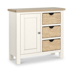 Farro Basket Coconut Small Sideboard With Washed Oak Top - Fully Assembled - By Roseland Furniture
