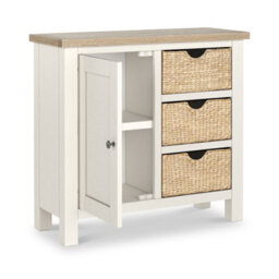 Farro Basket Coconut Small Sideboard With Washed Oak Top - Fully Assembled - By Roseland Furniture - thumbnail 5