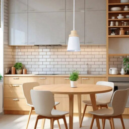 Simple Lighting White Cylinder E27 Pendant Light With Wooden Top And 1 Metre Cable - thumbnail 2