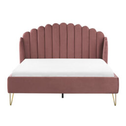 Beliani Bed Velvet Ambillou 160 X 200 Cm (Eu King Size) Pink - thumbnail 4