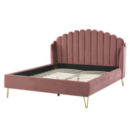 Beliani Bed Velvet Ambillou 160 X 200 Cm (Eu King Size) Pink - thumbnail 5