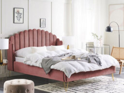 Beliani Bed Velvet Ambillou 160 X 200 Cm (Eu King Size) Pink - thumbnail 2