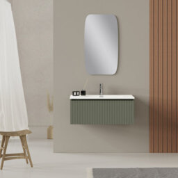 Banyetti Linea Muscat Sage Ribbed Wall Hung Vanity Unit 800mm X 460mm - thumbnail 1