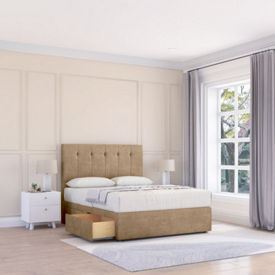 "Sloomy 5Ft Highbury Divan Bed Base Mink Naples ,2 Drawers & 26"" Struts Headboard - King" - image 1
