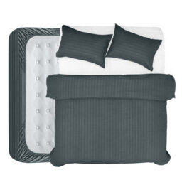 Aspire Homeware Charcoal Duvet Cover Complete Set, Reversible Modern Bedding Set, Super King (L)220Cm X (W)260Cm - thumbnail 1