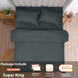 Aspire Homeware Charcoal Duvet Cover Complete Set, Reversible Modern Bedding Set, Super King (L)220Cm X (W)260Cm - thumbnail 2
