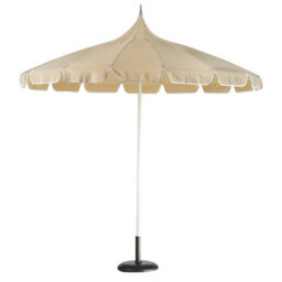 Wyld And Coco Garden Market Parasol 2.45M Round Beige Canopy With White Aluminium Pole - Outdoor Shade - thumbnail 4