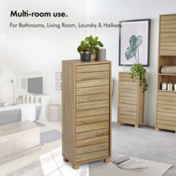 Vonhaus Bathroom Storage Cabinet, Oak Wood Effect Bathroom Floor Cabinet, Small Floor Standing Cabinet For Kitchen, Chester - thumbnail 9