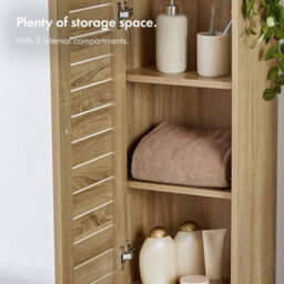 Vonhaus Bathroom Storage Cabinet, Oak Wood Effect Bathroom Floor Cabinet, Small Floor Standing Cabinet For Kitchen, Chester - thumbnail 4
