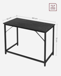 Songmics Minimalist Work Desk, Industrial Style Home Office Table With Metal Structure, Black - thumbnail 2