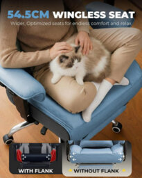 Comhoma Ergonomic Office Chair, Gaming Chair With Footrest, High Executive Chair With Spring Lumbar Support, Pu Leather, Blue - thumbnail 5