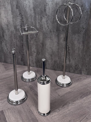 Showerdrape Opera 4 Piece Bathroom Accessory Set Toilet Roll Holder, Toilet Brush, Towel Ring - image 1