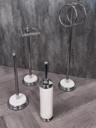 Showerdrape Opera 4 Piece Bathroom Accessory Set Toilet Roll Holder, Toilet Brush, Towel Ring - thumbnail 1