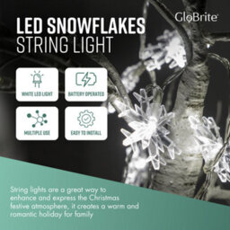 Globrite Snowflake Lights - 80 Led Battery Operated - 2 Modes Fairy Lights Window Christmas Decorations For Bedroom & Home - thumbnail 4