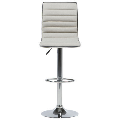 Wyld And Coco Set Of 2 Beige Fabric Counter Height Swivel Bar Chairs With Chrome Frame - image 1