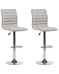 Wyld And Coco Set Of 2 Beige Fabric Counter Height Swivel Bar Chairs With Chrome Frame - thumbnail 3