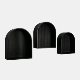Ohs Ribbed Arched Floating Shelves Wall Mounted Display Shelf - Black - thumbnail 2