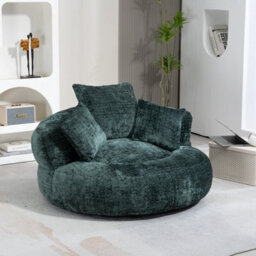 Abrihome Lazy Sofa Durable Comfort Lounger - High Back Chenille Bean Bag Chair With 3 Pillows, Indoor/outdoor Single Gaming Couch, Emerald