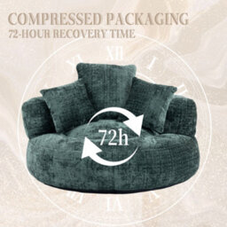 Abrihome Lazy Sofa Durable Comfort Lounger - High Back Chenille Bean Bag Chair With 3 Pillows, Indoor/outdoor Single Gaming Couch, Emerald - thumbnail 3
