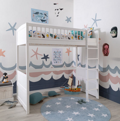 Nöa & Nani Lottie Highsleeper Kids Solid Wood Cabin Bed With Straight Ladder In Classic White - image 1