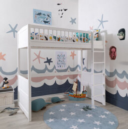 Nöa & Nani Lottie Highsleeper Kids Solid Wood Cabin Bed With Straight Ladder In Classic White - thumbnail 1