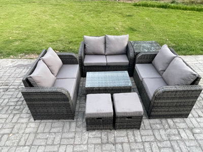 Fimous Outdoor Garden Furniture Sets 8 Seater Wicker Rattan Furniture Sofa Sets With Coffee Table Love Sofa Side Table - image 1