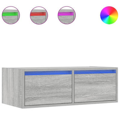 Berkfield Durable Tv Cabinet With Led Lights Grey Sonoma 75X35.5X25 Cm - image 1