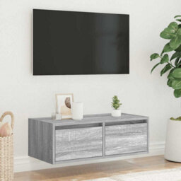 Berkfield Durable Tv Cabinet With Led Lights Grey Sonoma 75X35.5X25 Cm - thumbnail 4