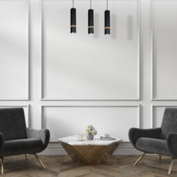 Milagro Vidar Black Pendant Lamp 3Xgu10 Hand Made Modernist Cuboid Design With Natural Wooden Inserts - thumbnail 5