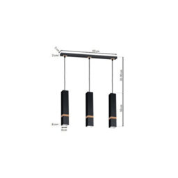 Milagro Vidar Black Pendant Lamp 3Xgu10 Hand Made Modernist Cuboid Design With Natural Wooden Inserts - thumbnail 6