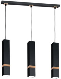 Milagro Vidar Black Pendant Lamp 3Xgu10 Hand Made Modernist Cuboid Design With Natural Wooden Inserts - thumbnail 7
