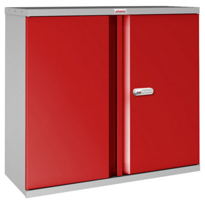 Phoenix Safe Company Phoenix Sc1010Gre 2 Door 1 Shelf Stationery Cupboard In Red With Electronic Lock - image 1