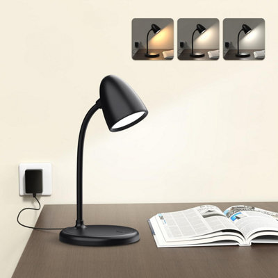 Amorly Black Dimmable Led Desk Lamp, 3 Color Light Small Reading Table Lamp For Home Office, Bedroom Bedside - image 1