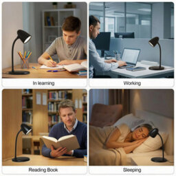 Amorly Black Dimmable Led Desk Lamp, 3 Color Light Small Reading Table Lamp For Home Office, Bedroom Bedside - thumbnail 3