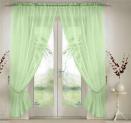 Luxury Living Elegant Plain Voile Curtain Panels Pair With Free Tie Backs Lime - thumbnail 1