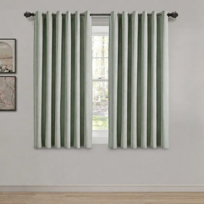 Aspire Homeware Sage Green Linen 100% Blackout Curtain Thermal Insulated Eyelet Curtain Pair (W)117Cm X (D)137Cm With Tie Back - image 1