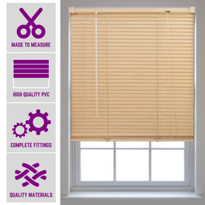 Furnished Made To Measure Natural Pvc Venetian Blind - 25mm Slats Blind For Windows And Doors  (W)120Cm (L)150Cm - image 1