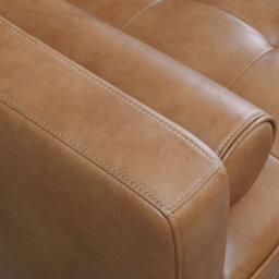 Xample Simon Li Harstine Brown Leather Corner Sofa, Right Hand Facing, Top Grain Leather, Foam Cushions, Solid Wood Legs, Tufted Design - thumbnail 3