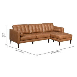 Xample Simon Li Harstine Brown Leather Corner Sofa, Right Hand Facing, Top Grain Leather, Foam Cushions, Solid Wood Legs, Tufted Design - thumbnail 2