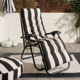Ohs Stripe Gravity Chair Seat Cushion Outdoor Garden Water Resistant - Black/cream