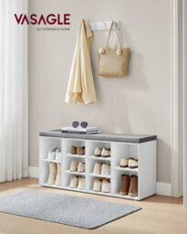 Songmics Vasagle Shoe Rackshoe Bench Shoe Shelf Storage Cabinet 10 Compartments With Cushion For Entryway Oak,white,rustic Brown Colour - thumbnail 8