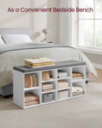 Songmics Vasagle Shoe Rackshoe Bench Shoe Shelf Storage Cabinet 10 Compartments With Cushion For Entryway Oak,white,rustic Brown Colour - thumbnail 9