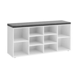 Songmics Vasagle Shoe Rackshoe Bench Shoe Shelf Storage Cabinet 10 Compartments With Cushion For Entryway Oak,white,rustic Brown Colour - thumbnail 5