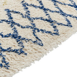 Beliani Beige Cotton Rug 80 X 150 Cm Hand-Tufted Geometric Design With Cobalt Blue Tassels - thumbnail 3