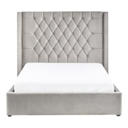 Beliani Ottoman Bed Velvet Lubbon 140 X 200 Cm (Eu Double) Light Grey - thumbnail 7