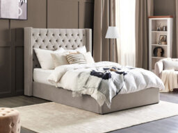 Beliani Ottoman Bed Velvet Lubbon 140 X 200 Cm (Eu Double) Light Grey - thumbnail 2